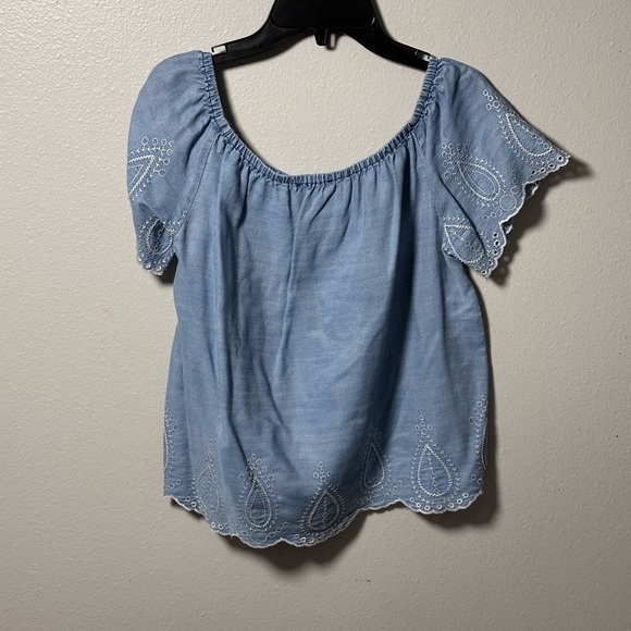 Forever 21 Women Denim Blue Chambray Off Shoulder Top size S - Picture 5 of 7